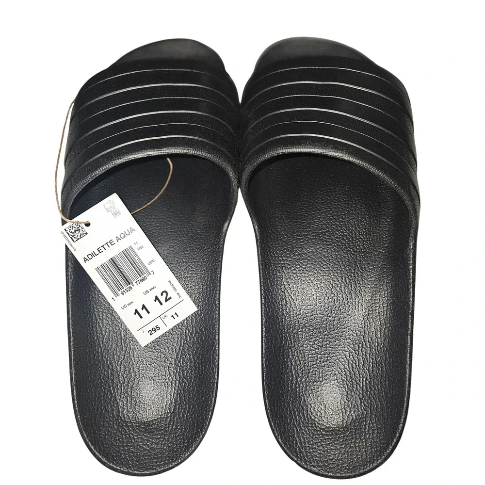 Adidas Adilette Aqua Slides‎ Mens 11 Black Sport Sandals New in box